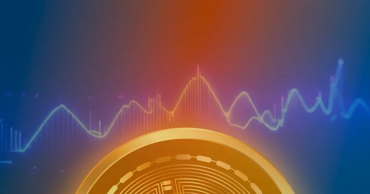 Gráfico ascendente do Bitcoin em neon sobre fundo escuro, representando a alta do preço das criptomoedas.