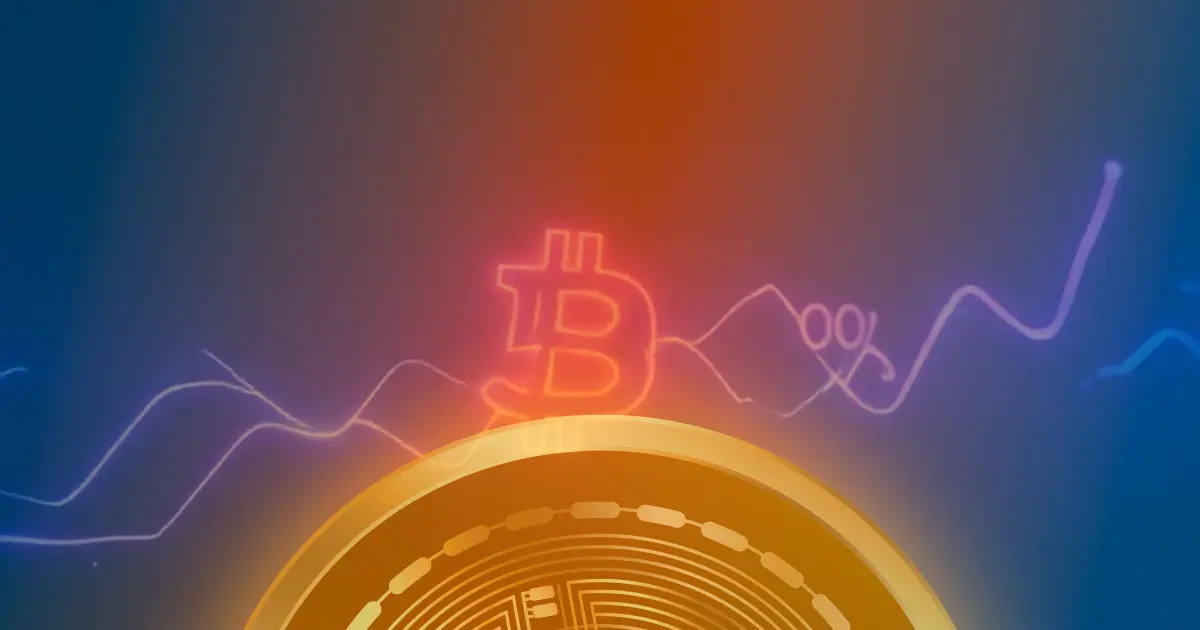 Gráfico ascendente luminoso representando a valorização do Bitcoin em meio a notícias regulatórias dos Emirados Árabes.