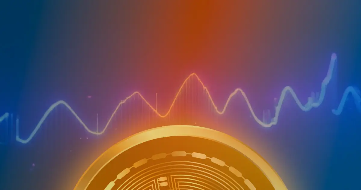 Gráfico ascendente do Bitcoin em neon sobre fundo escuro, representando a alta da criptomoeda.