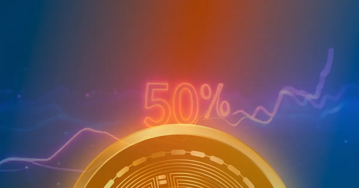 Gráfico ascendente de criptomoedas com linhas de néon azul e roxo, ilustrando a valorização do Bitcoin em um fundo escuro futurista.