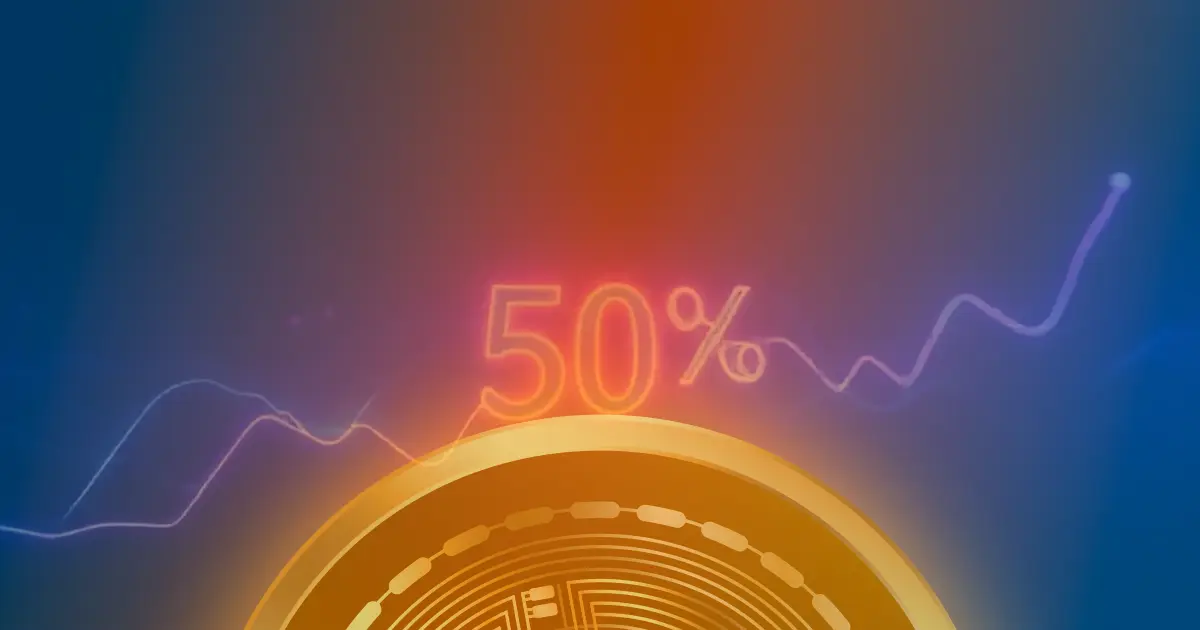 Gráfico ascendente do Bitcoin com linhas de néon azul e roxo sobre fundo escuro, representando o mercado em alta.