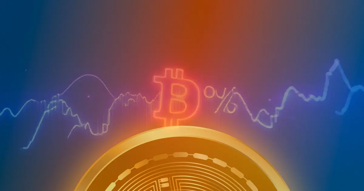 Gráfico ascendente de criptomoedas com linhas de néon azul e roxo sobre fundo escuro, representando alta de preço.