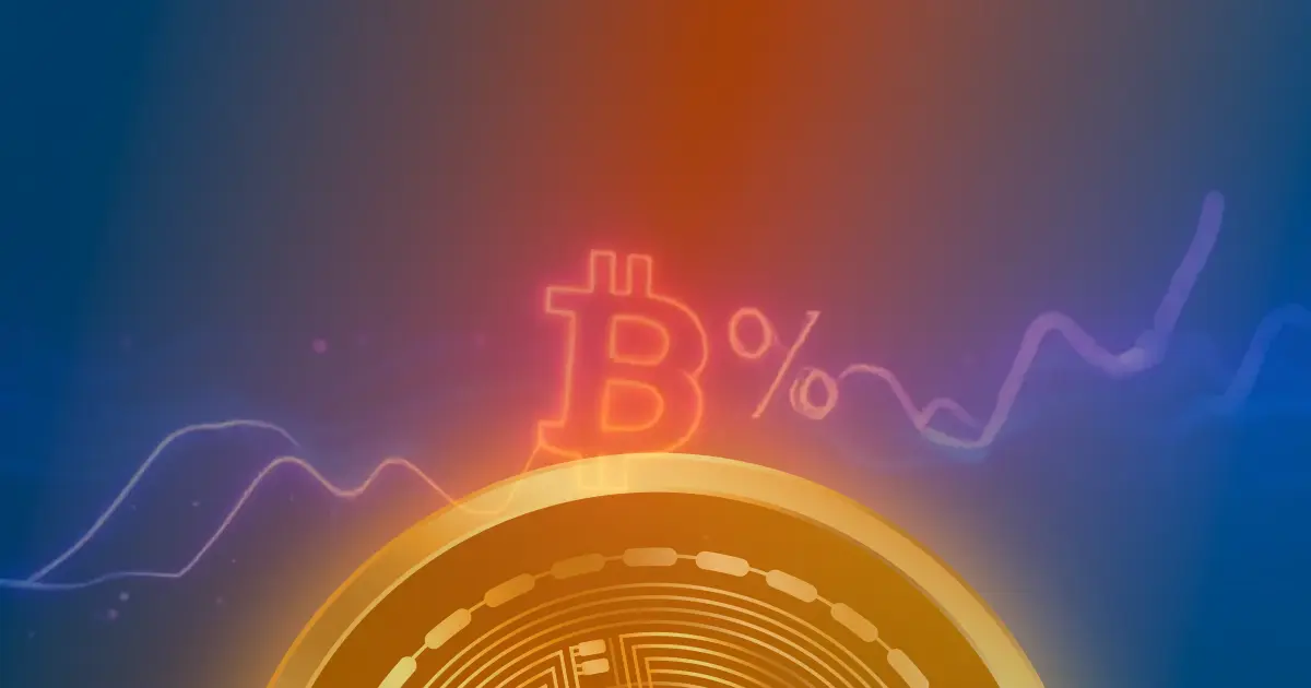 Gráfico ascendente em neon azul e roxo representando a valorização de criptomoedas em um conceito de blockchain futurista.