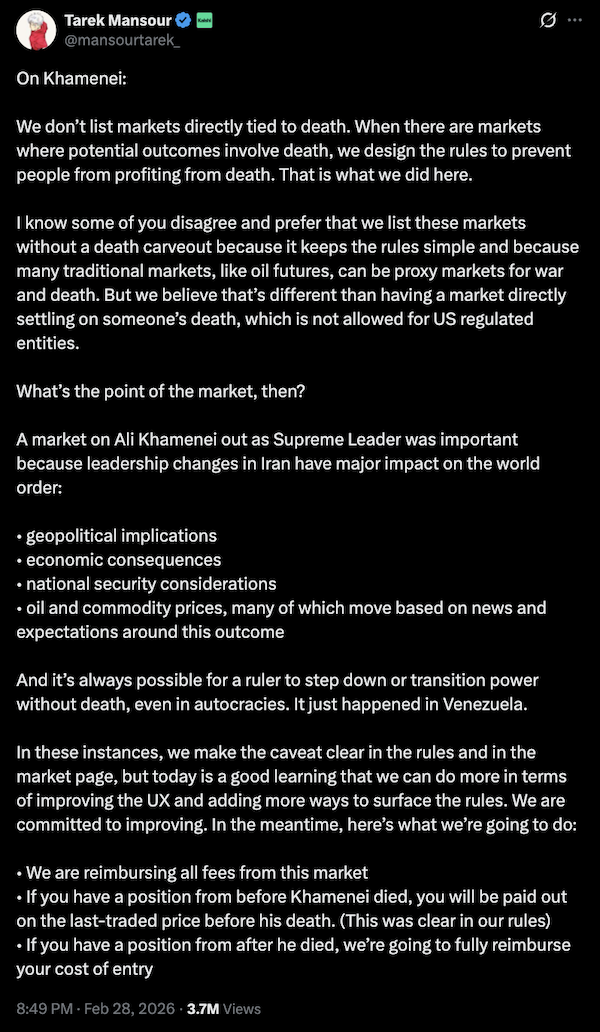 Tribunal, Kalshi, Mercados de Previsão