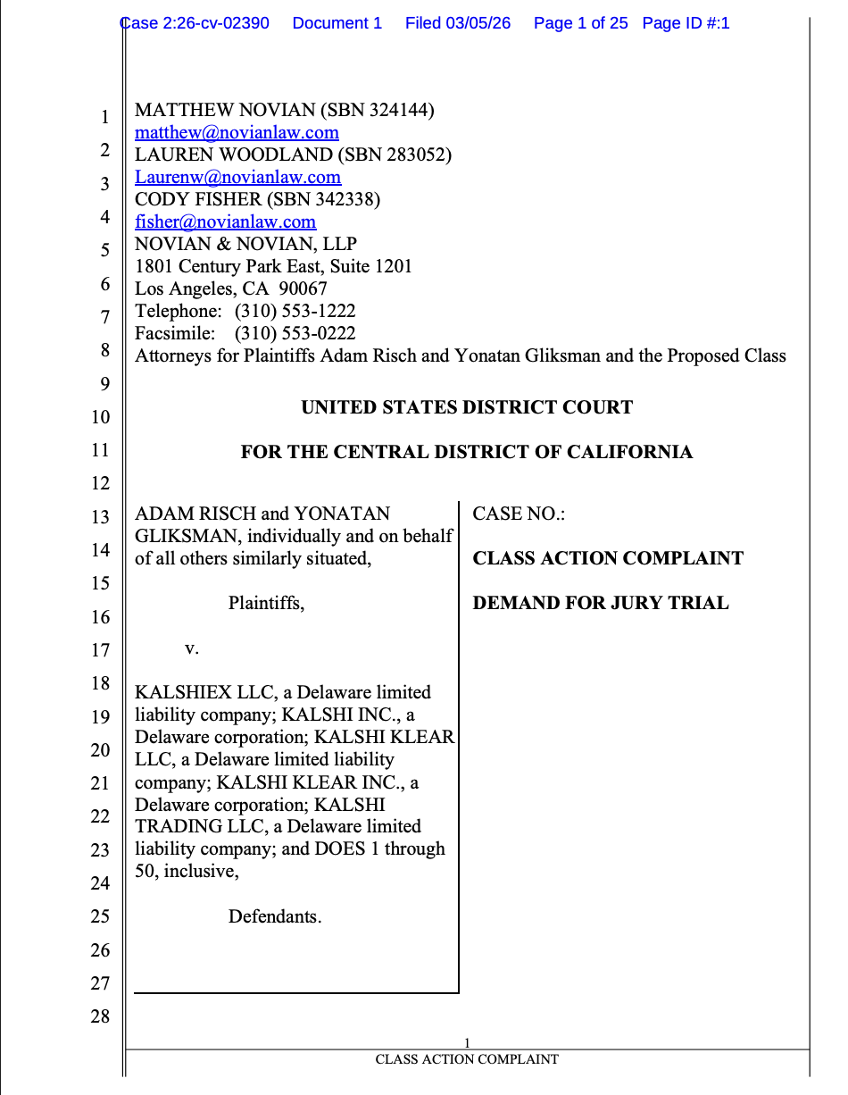 Tribunal, Kalshi, Mercados de Previsão