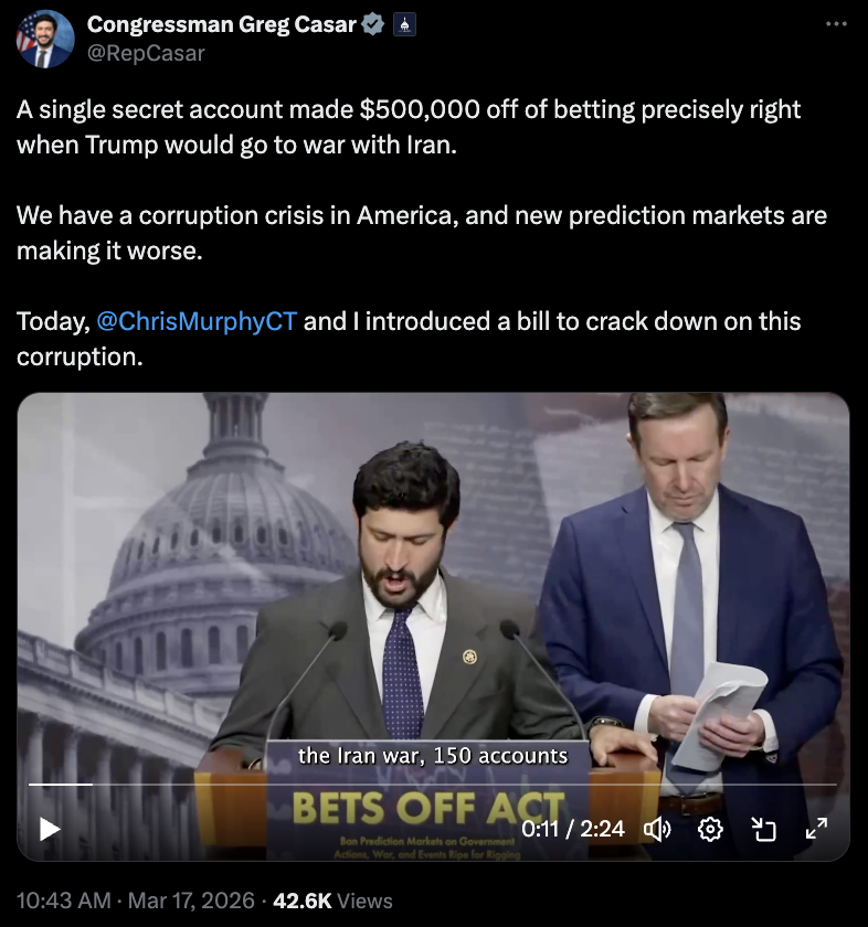 Lei, Congresso, Estados Unidos, Mercados de Previsão