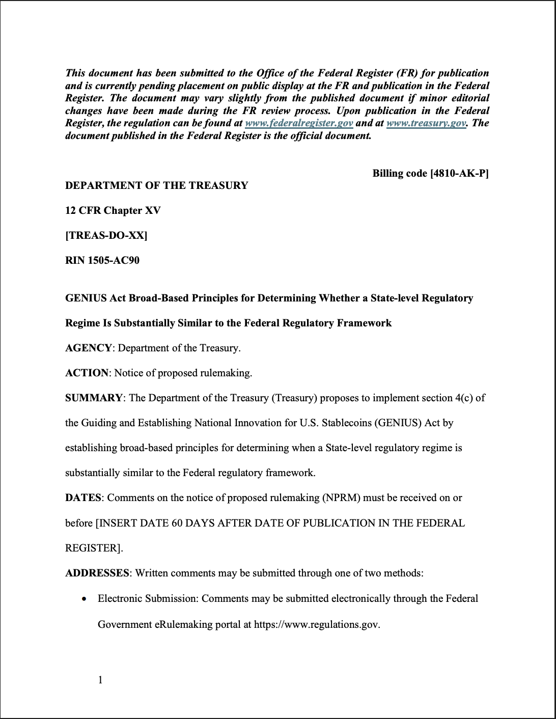 Governo dos EUA e regulamentações de stablecoin